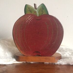Rare Vintage Wooden Apple Napkin Holder